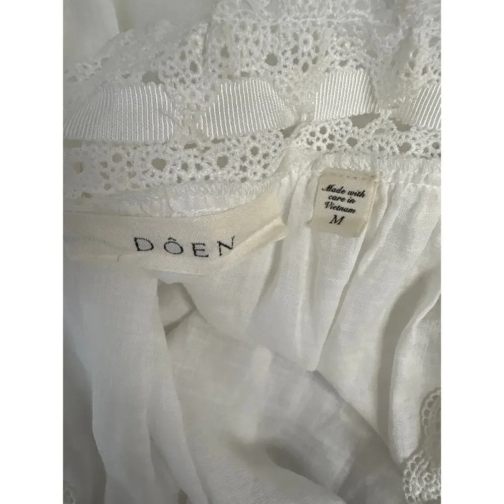 Doen White Cap Sleeve Marinette Top Sz M